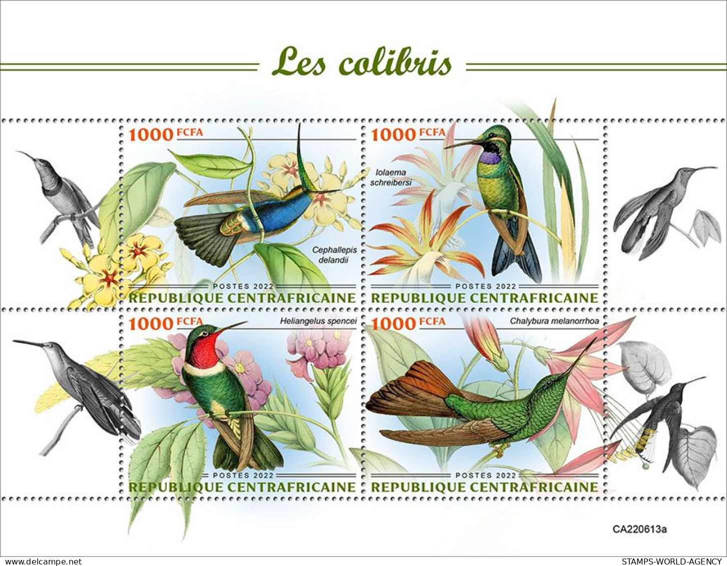 2022-10 - CENTRAL AFRICAN- HUMMINGBIRDS                4V    MNH** - Kolibries