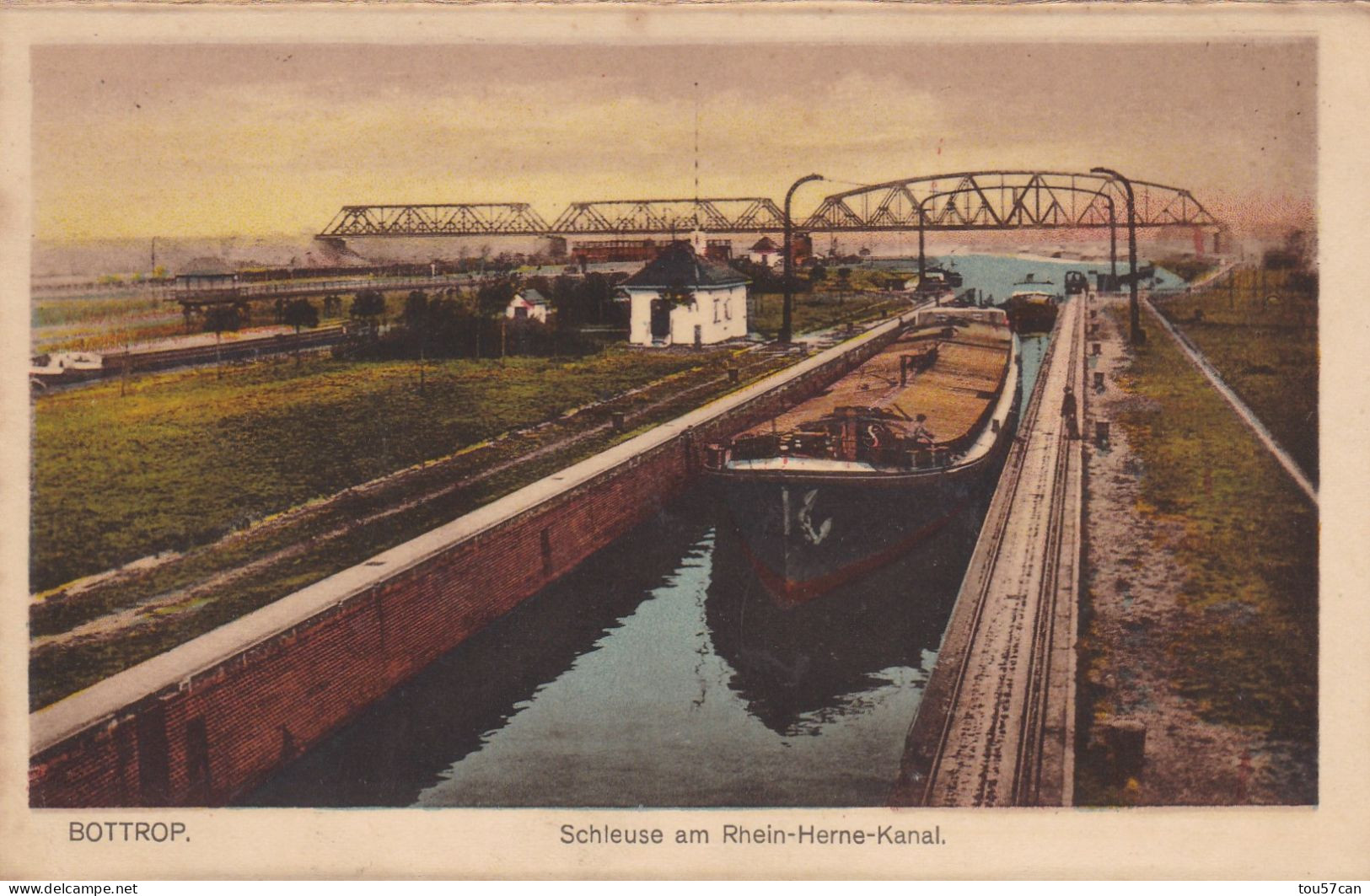 BOTTROP - NORD-RHEIN-WESTFALLEN - DEUTSCHLAND - ANSICHTKARTE - 1924 - SCHLEUSE AM RHEIN-HERNE-KANAL.... - Bottrop