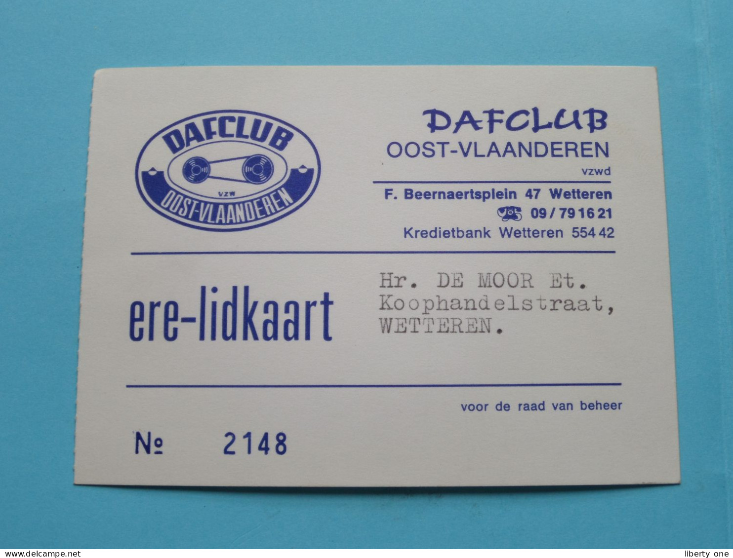 DAFCLUB Oost-Vlaanderen > Lidkaart 19?? > Wetteren ( Zie / Voir Scans ) ! - Membership Cards