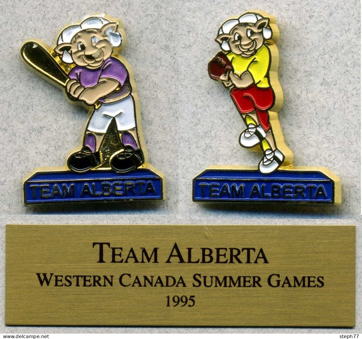 2 Pin's Sport Jeux D'été Du Canada 1995 Alberta Base Ball Baseball - Honkbal