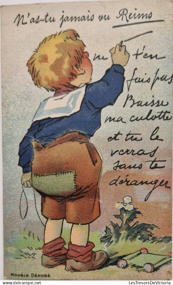 FANTAISIES - A SYSTEMES - N'as Tu Jamais Vu REIMS - Ne T'en Fais Pas Baisse Ma Culotte ....- Carte Postale Ancienne - Bestickt