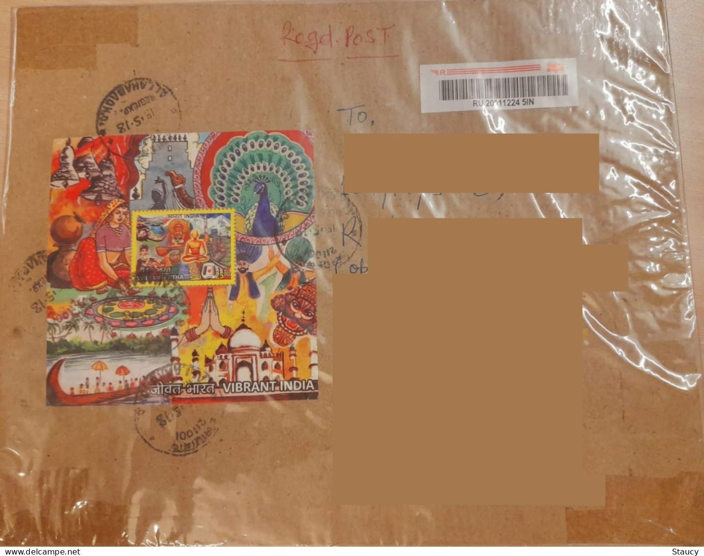 INDIA 2018 VIBRANT INDIA SS Franked On Registered Speed Post Cover As Per Scan - Lettres & Documents