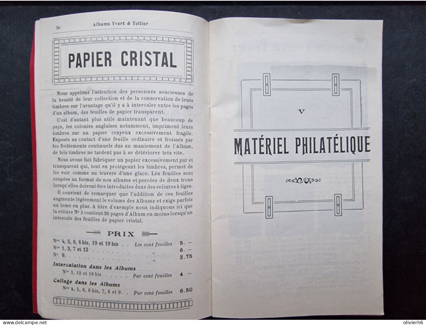 MAGAZINE (6 vues) Prix-Courant des Albums Yvert & Tellier Catalogues de timbres Accessoires philatéliques Novembre 1935