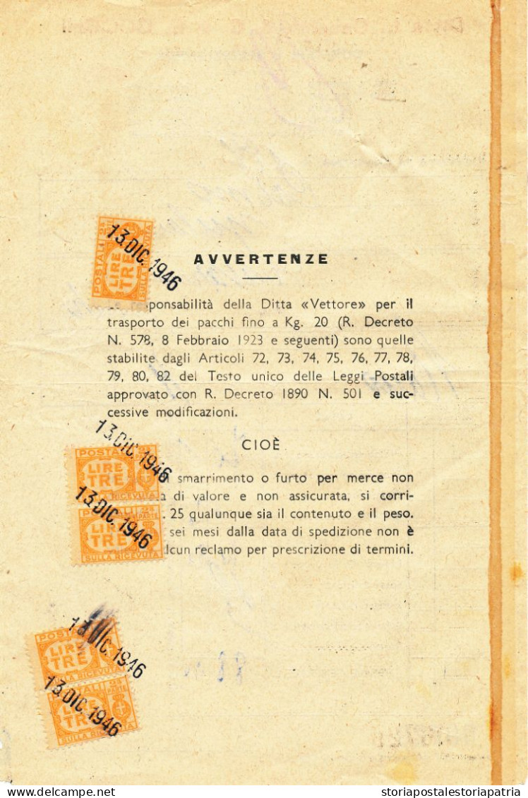 1946/47 Precursori Pacchi In Concessione LOTTO DI 40 BOLLETTE CON PACCHI POSTALI IN USO CONCESSIONE - Concessiepaketten