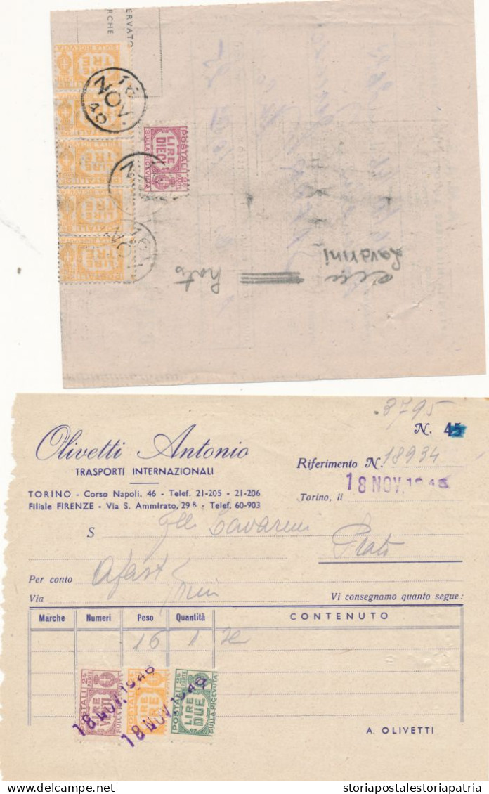 1946/47 Precursori Pacchi In Concessione LOTTO DI 40 BOLLETTE CON PACCHI POSTALI IN USO CONCESSIONE - Consigned Parcels