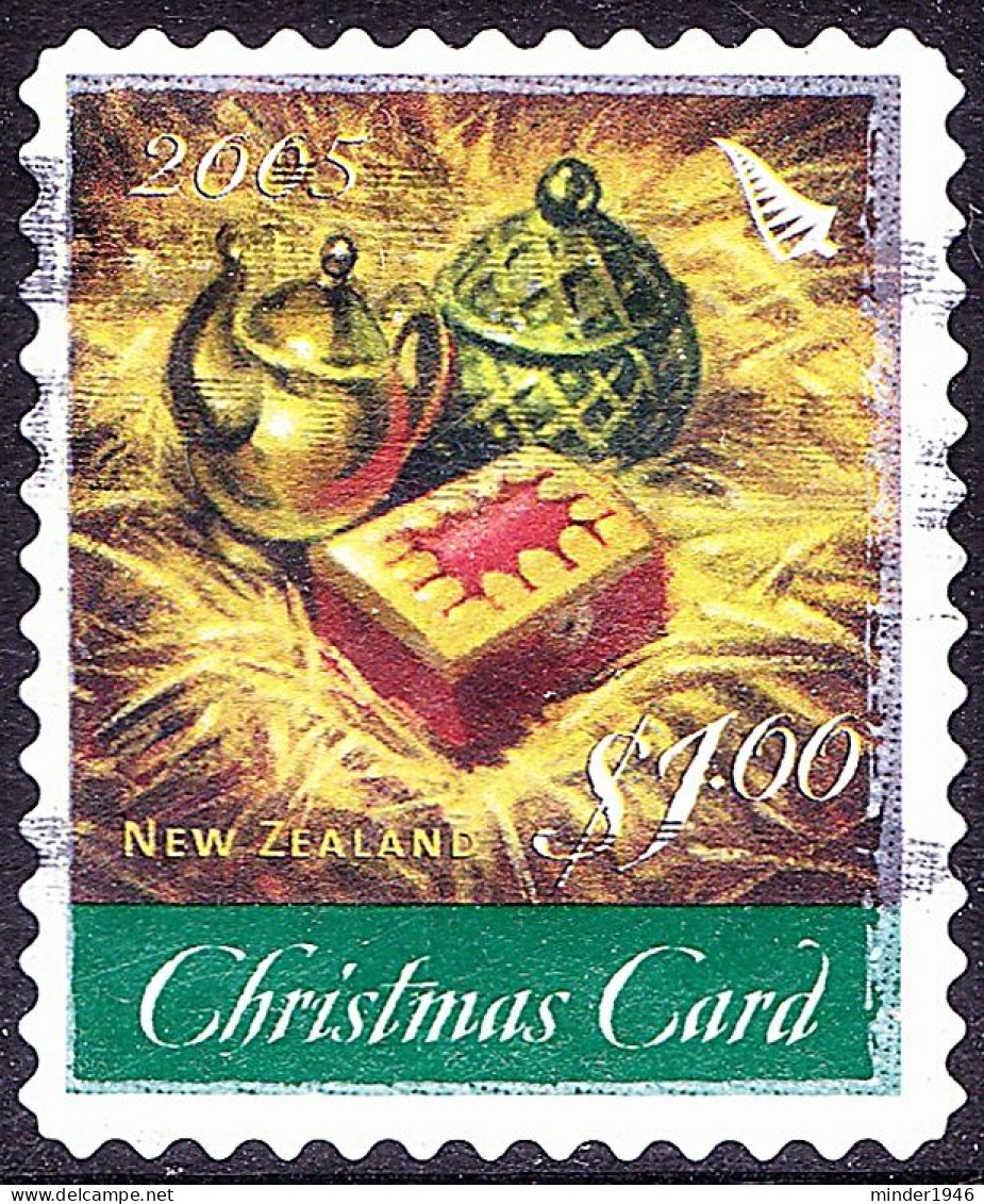 NEW ZEALAND 2005 QEII $1.00 Multicoloured, Christmas-Christmas Card Self Adhesive FU - Usados