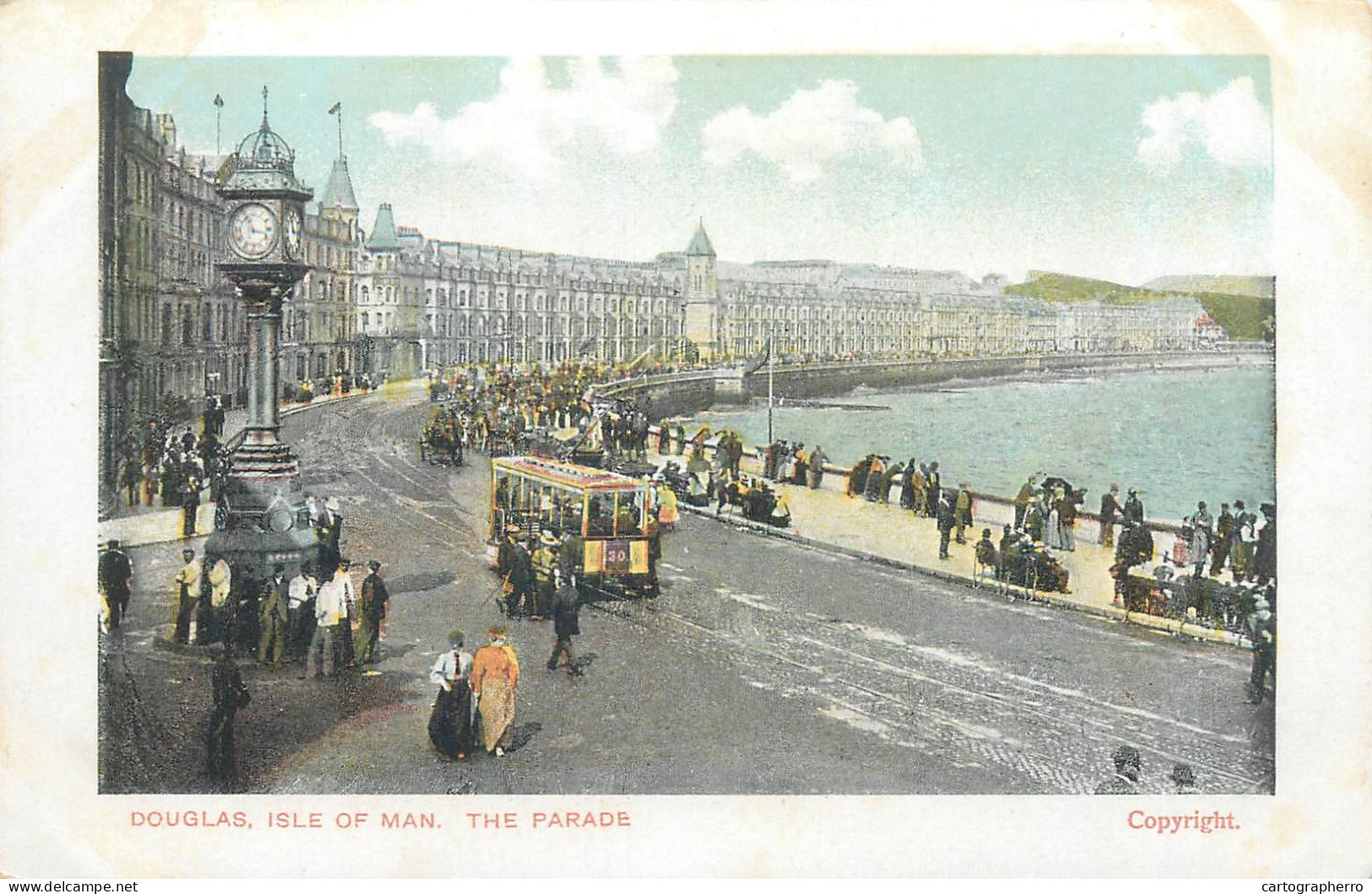 Postcard UK Isle Of Man Douglas Parade And Tram - Isla De Man