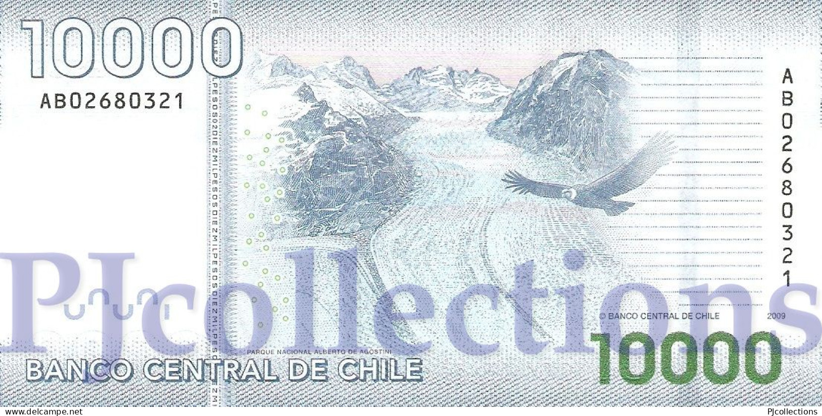 CHILE 10000 PESOS 2009 PICK 164a UNC PREFIX "AB" - Chile