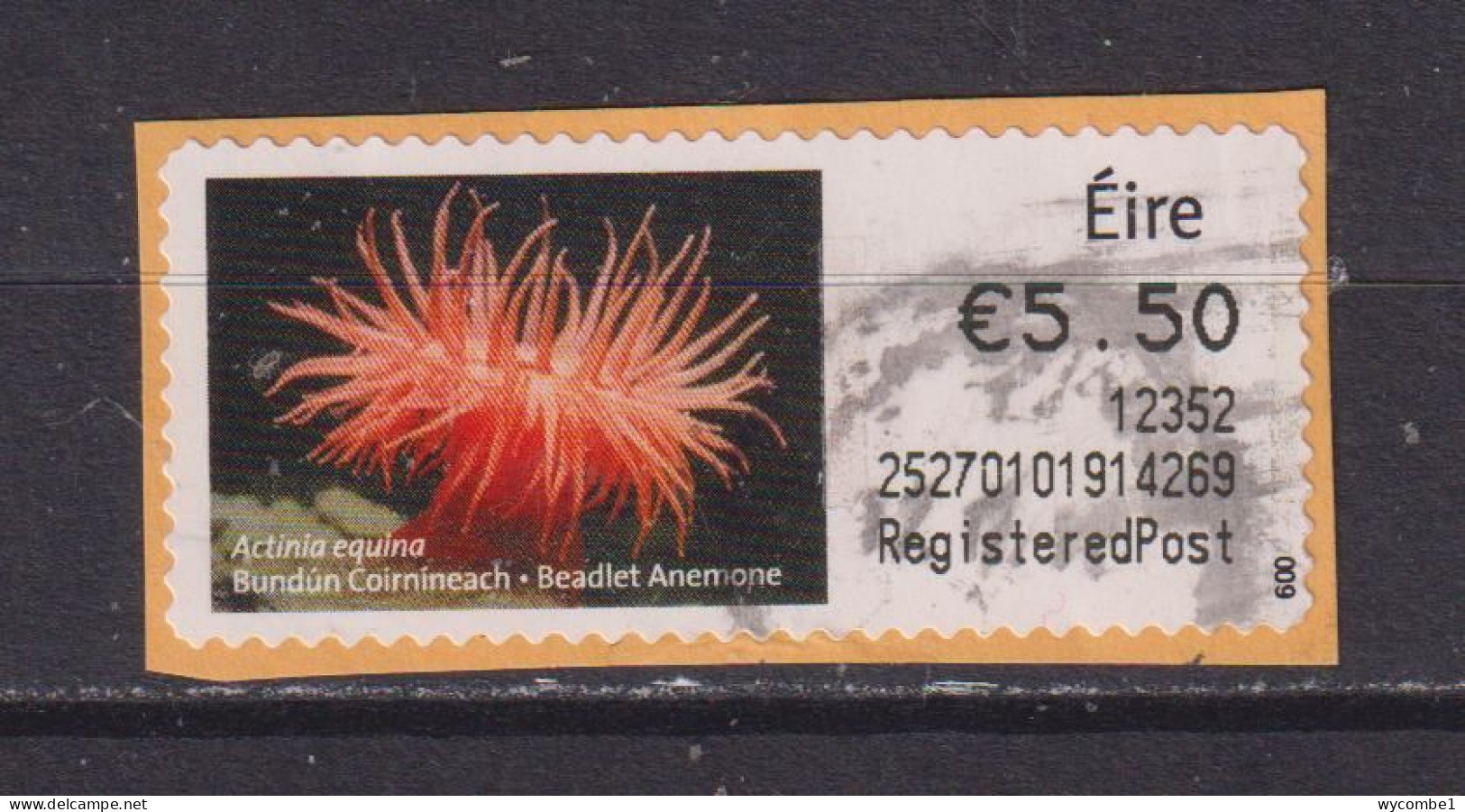 IRELAND  -  2011 Beadlet Anemone SOAR (Stamp On A Roll)  Used On Piece As Scan - Used Stamps