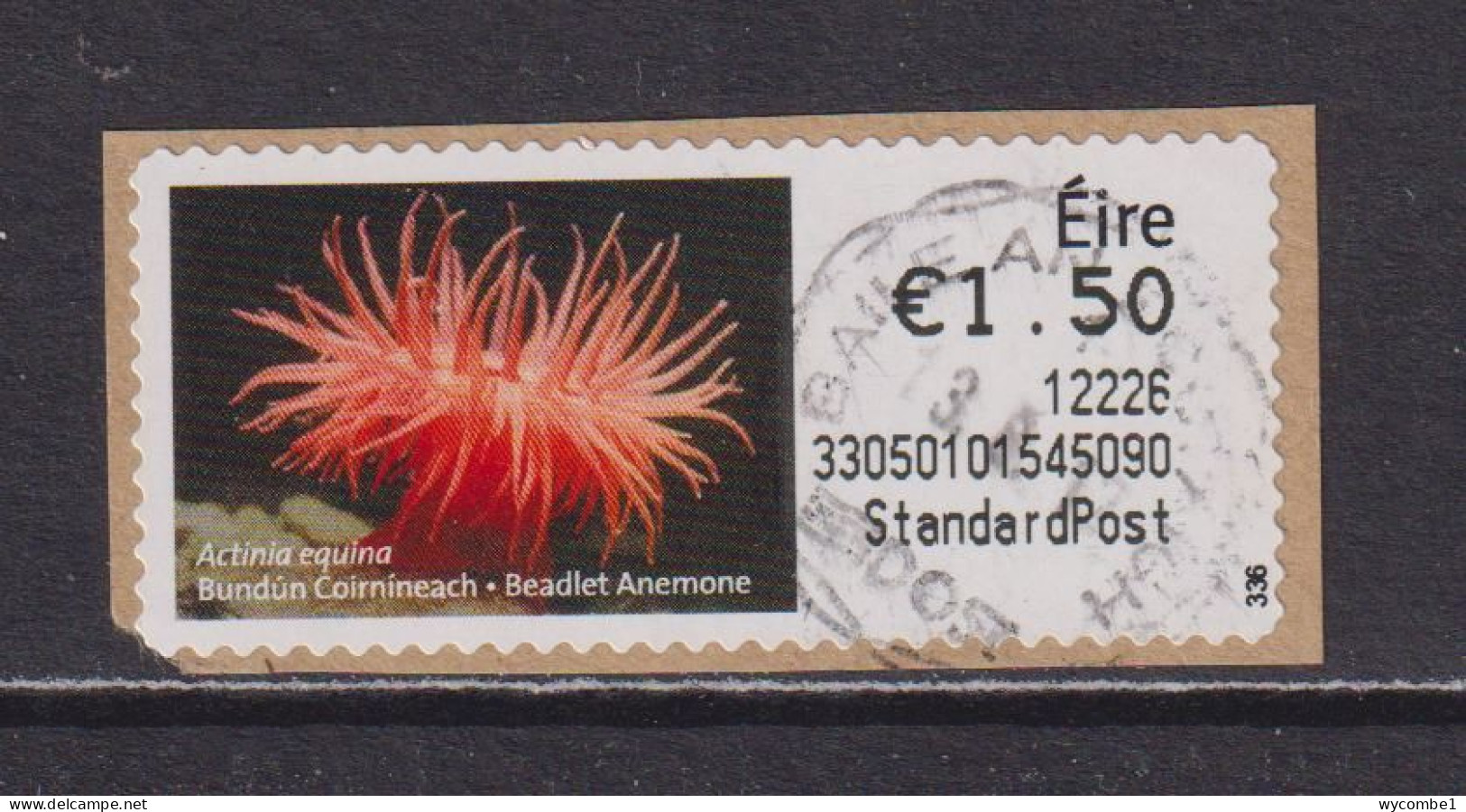 IRELAND  -  2011 Beadlet Anemone SOAR (Stamp On A Roll)  Used On Piece As Scan - Used Stamps