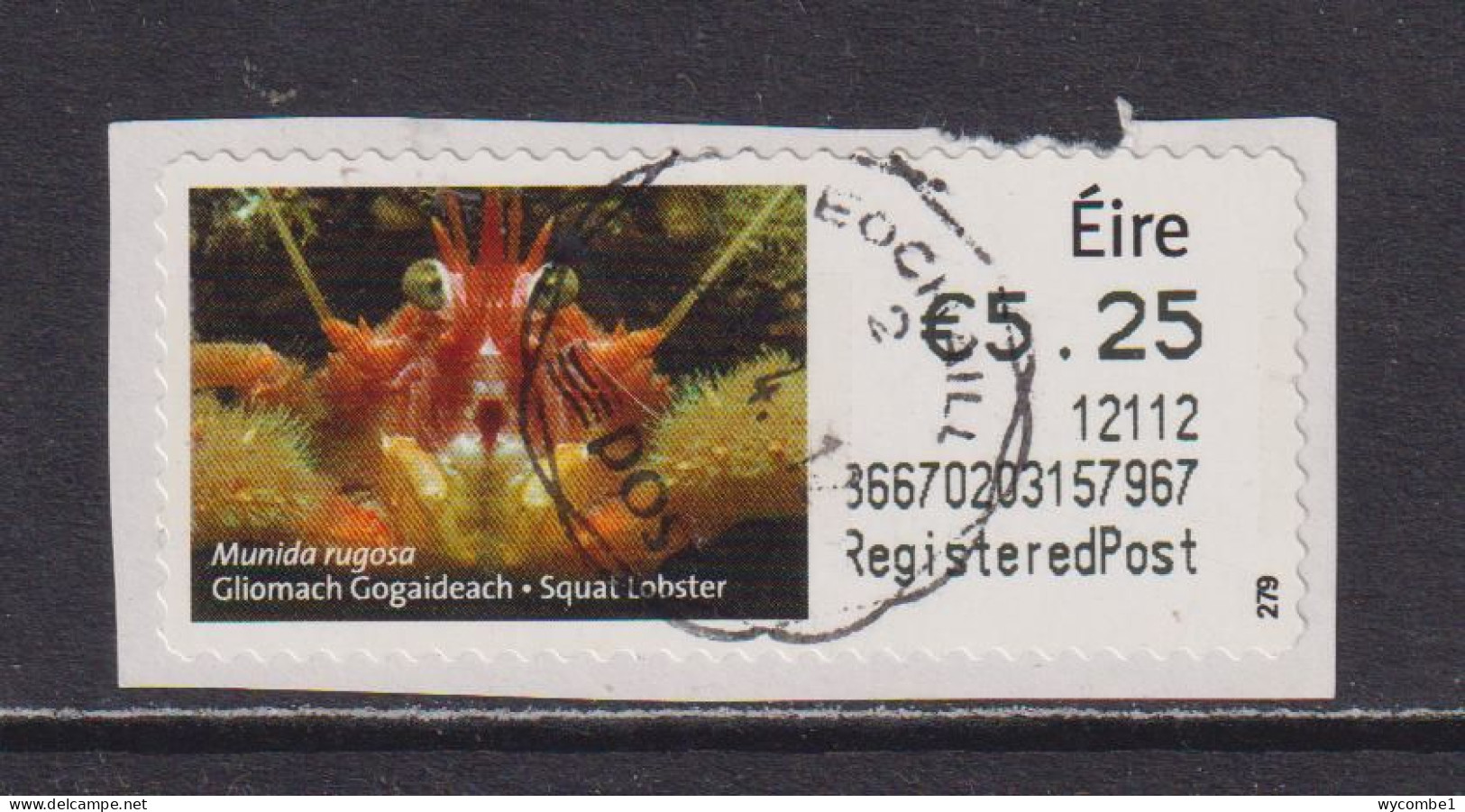 IRELAND  -  2011 Squat Lobster SOAR (Stamp On A Roll)  Used On Piece As Scan - Used Stamps