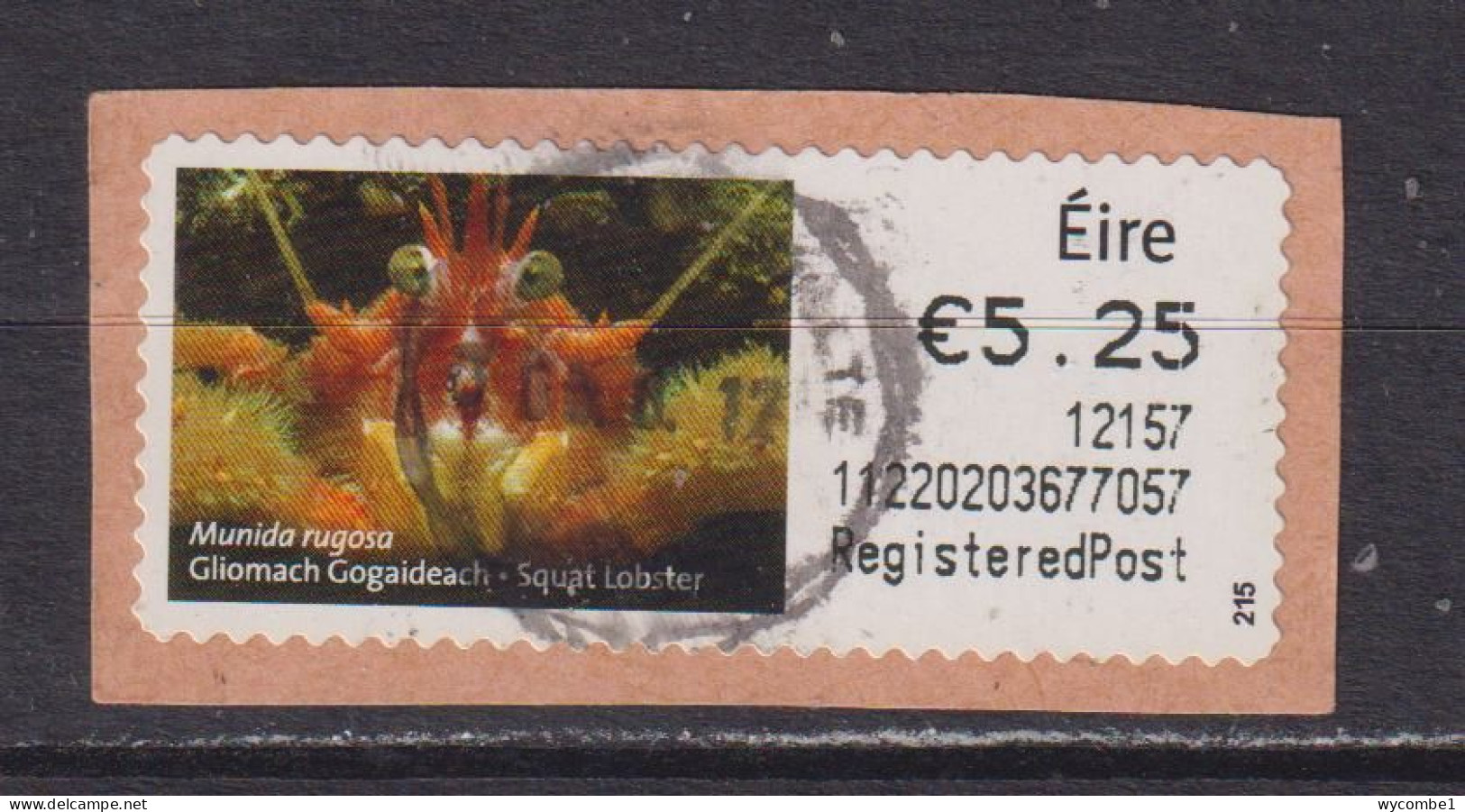 IRELAND  -  2011 Squat Lobster SOAR (Stamp On A Roll)  Used On Piece As Scan - Usados