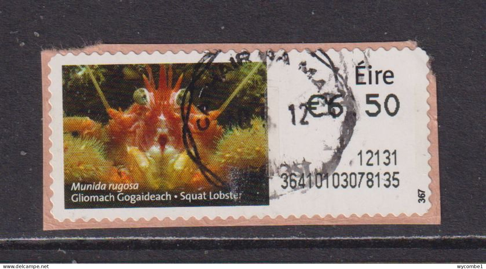 IRELAND  -  2011 Squat Lobster SOAR (Stamp On A Roll)  Used On Piece As Scan - Used Stamps