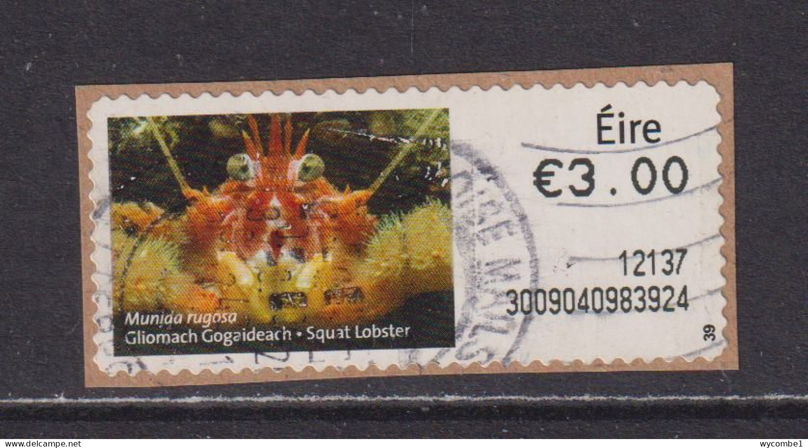 IRELAND  -  2011 Squat Lobster SOAR (Stamp On A Roll)  Used On Piece As Scan - Oblitérés