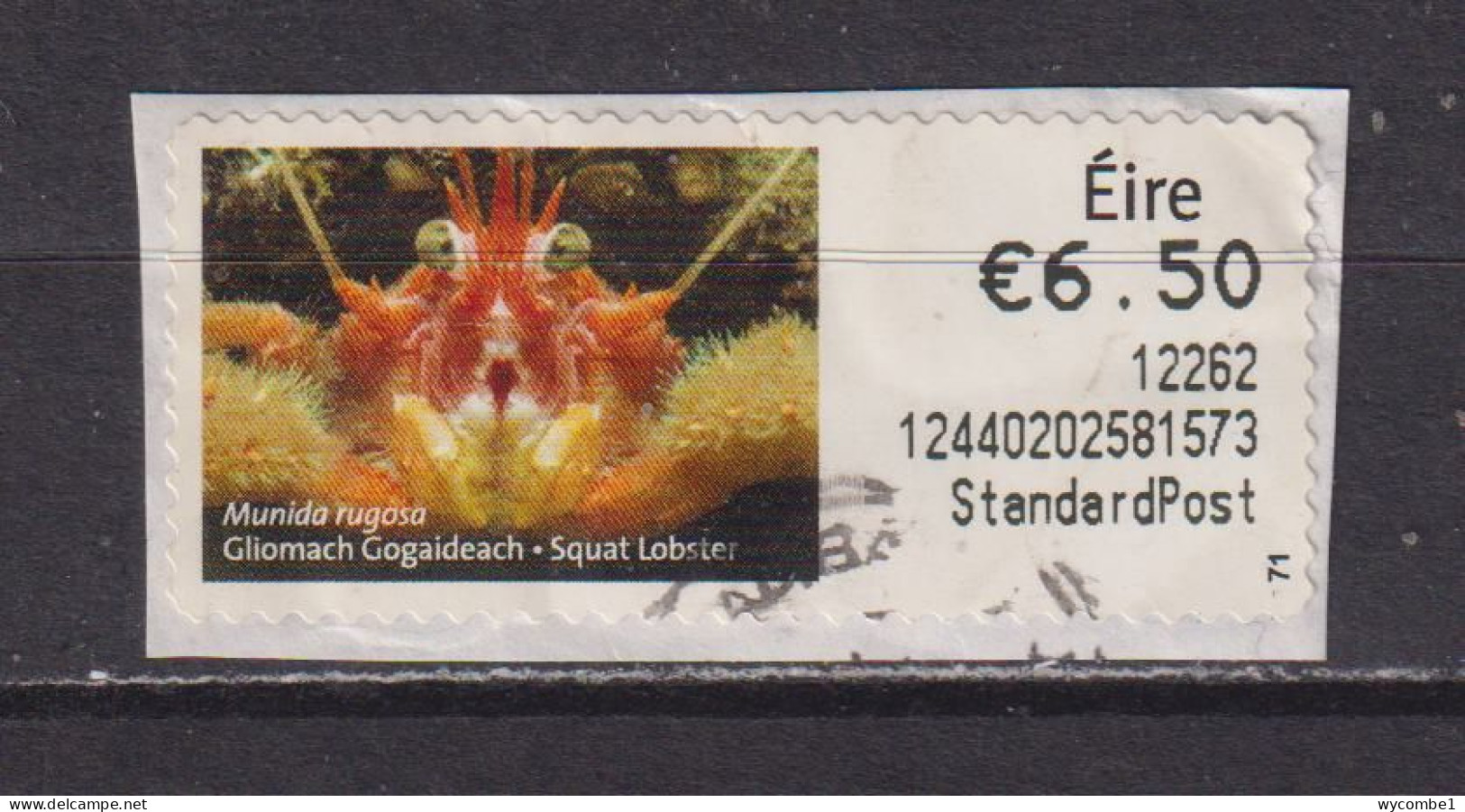 IRELAND  -  2011 Squat Lobster SOAR (Stamp On A Roll)  Used On Piece As Scan - Used Stamps