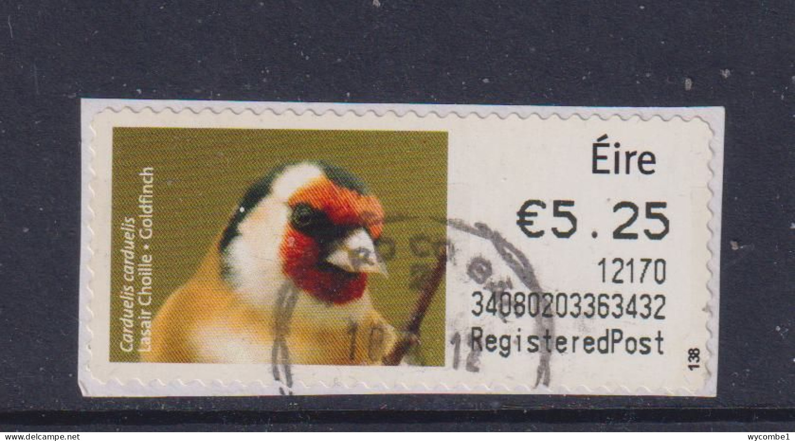 IRELAND  -  2011 Goldfinch SOAR (Stamp On A Roll)  Used On Piece As Scan - Usados