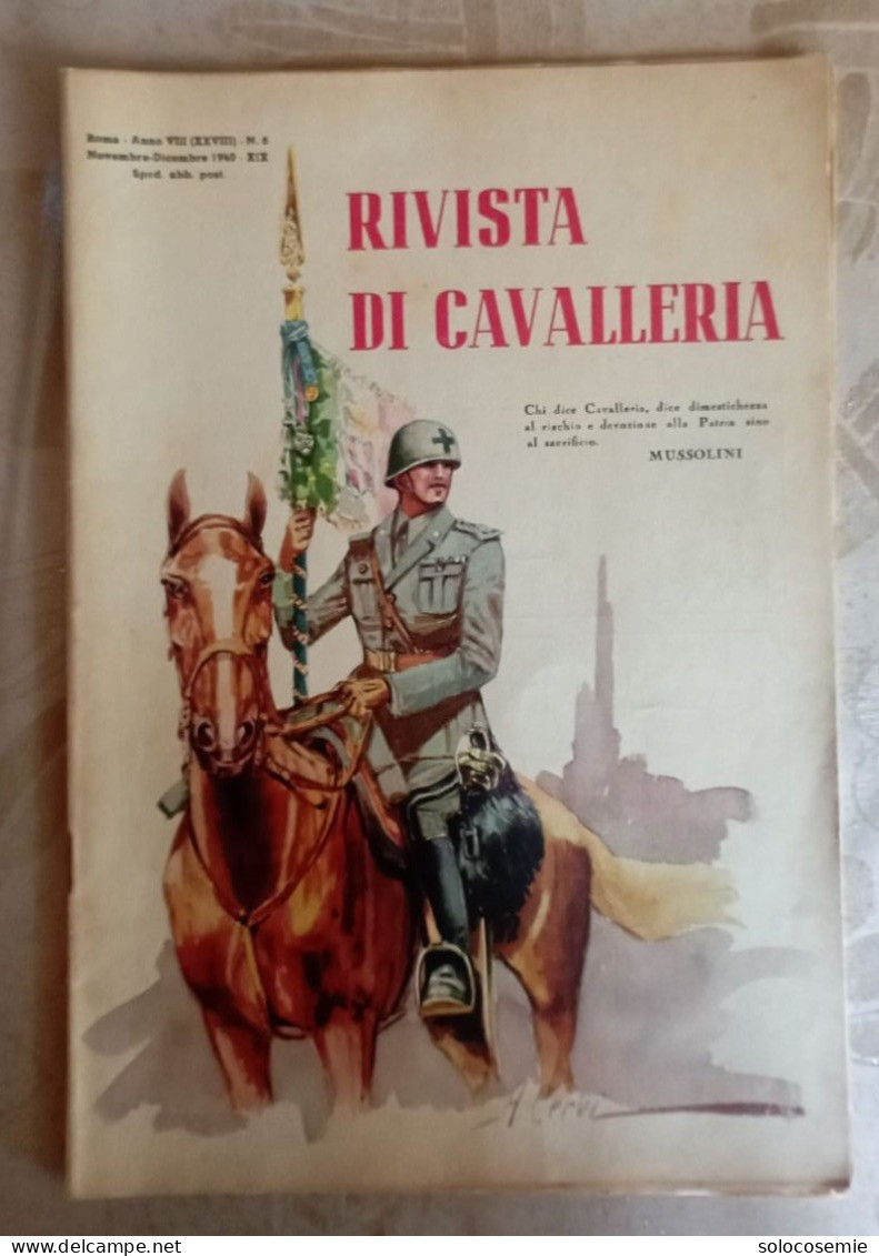 RIVISTA DI CAVALLERIA  -1940 N. 6  Novembre/dicembre - Buone Condizioni - Italien