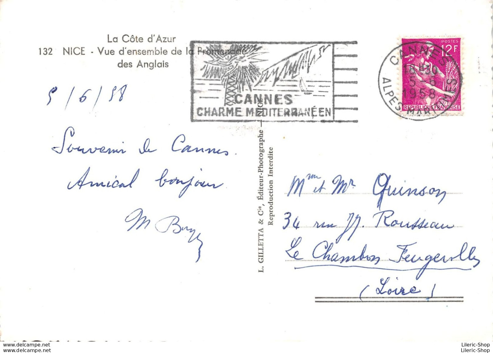 NICE 1958 - Vue D'ensemble De La Promenade Des Anglais - Automobiles  4 Cv 2cv Etc.. Calèche Avec Cocher - Toerisme