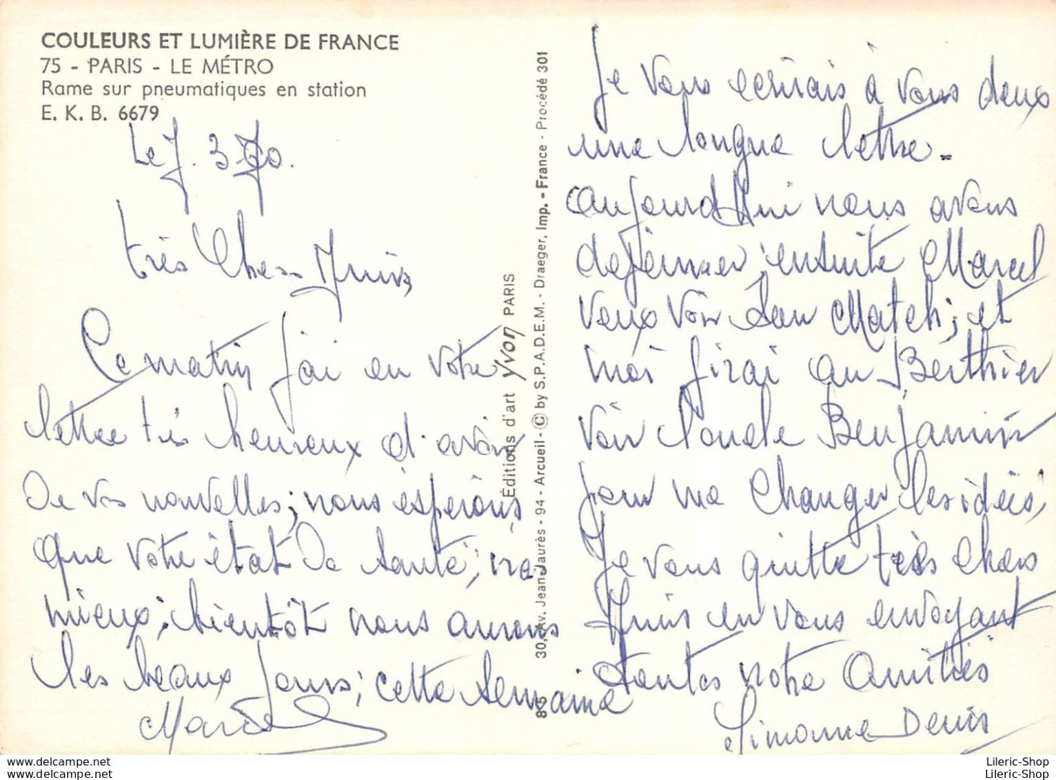 Paris - R.A.T.P.  Métro N°112 - Rame Sur Pneumatiques En Station -  Conducteur Et Contrôleur - Éd. Yvon - Pariser Métro, Bahnhöfe