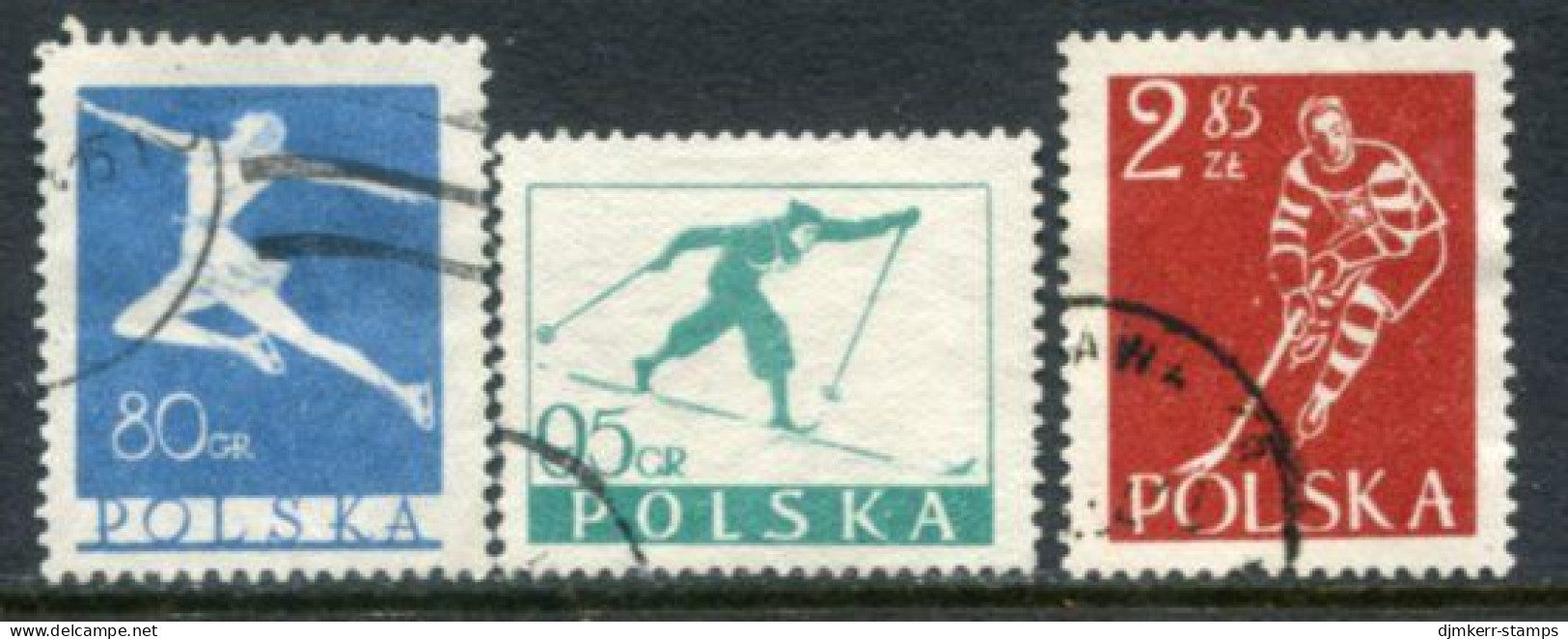 POLAND 1953 Winter Sports Used.  Michel 831-33 - Used Stamps