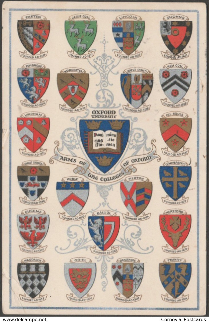Arms Of The Colleges Of Oxford University, 1907 - Postcard - Oxford