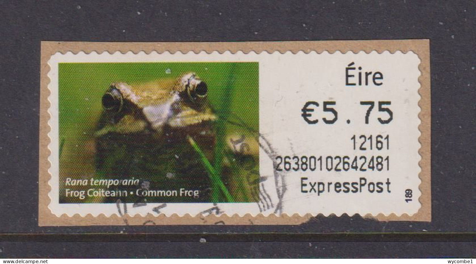 IRELAND  -  2011 Common Frog SOAR (Stamp On A Roll)  Used On Piece As Scan - Usados