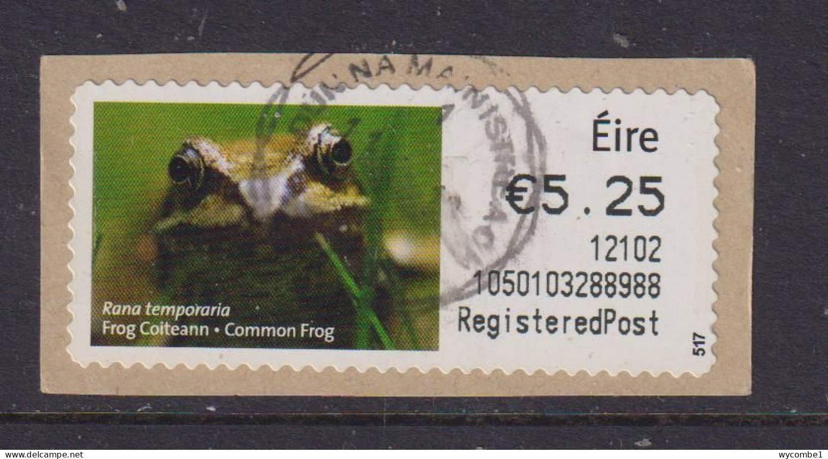 IRELAND  -  2011 Common Frog SOAR (Stamp On A Roll)  Used On Piece As Scan - Usados