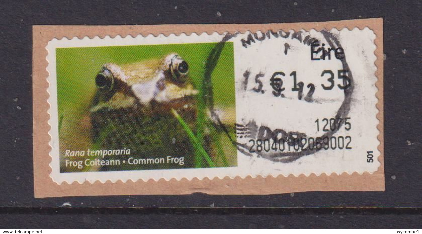IRELAND  -  2011 Common Frog SOAR (Stamp On A Roll)  Used On Piece As Scan - Used Stamps