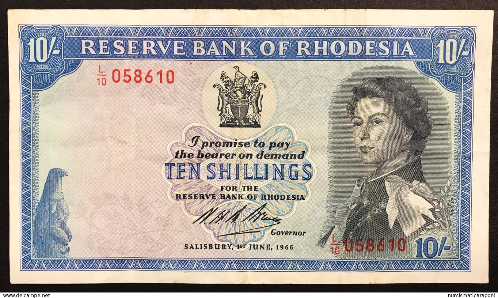 RHODESIA RODESIA 10 Shillings 1966 REGINA ELISABETTA II Pick#27a Bb Vf Lotto 1546 - Rhodesien