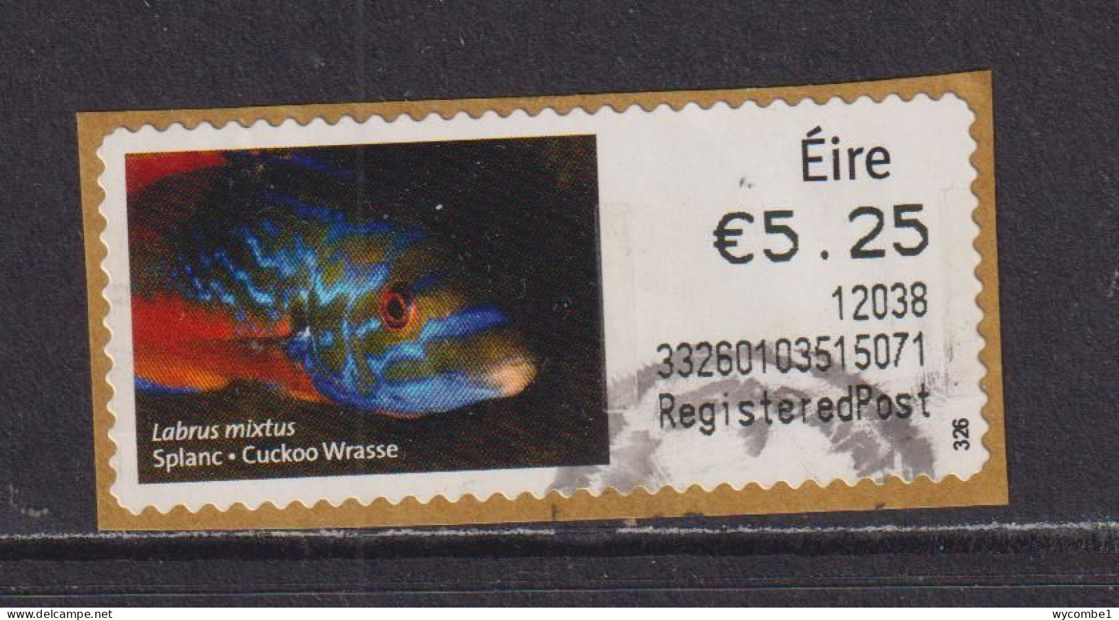 IRELAND  -  2011 Cuckoo Wrasse SOAR (Stamp On A Roll)  Used On Piece As Scan - Oblitérés