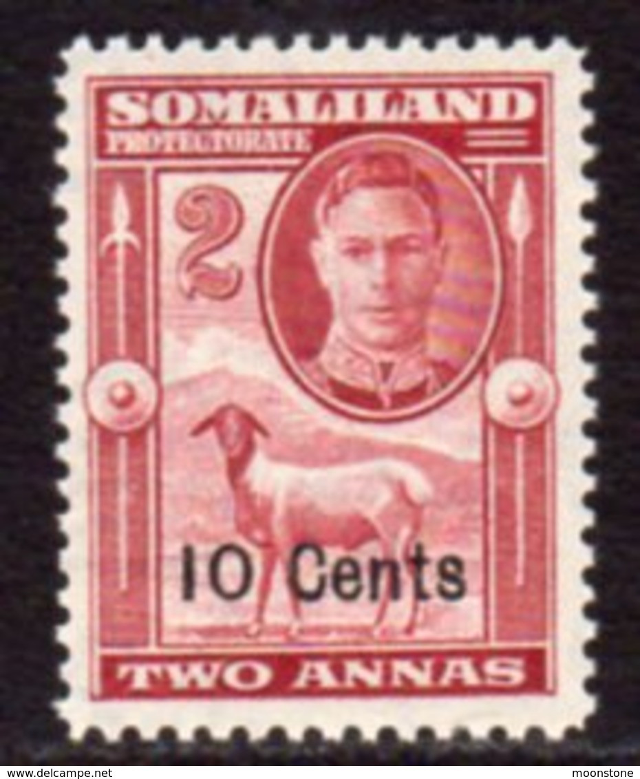 British Somaliland 1951 Definitive Surcharges 10c On 2 Annas Value, MNH, SG 126 (BA) - Somalilandia (Protectorado ...-1959)