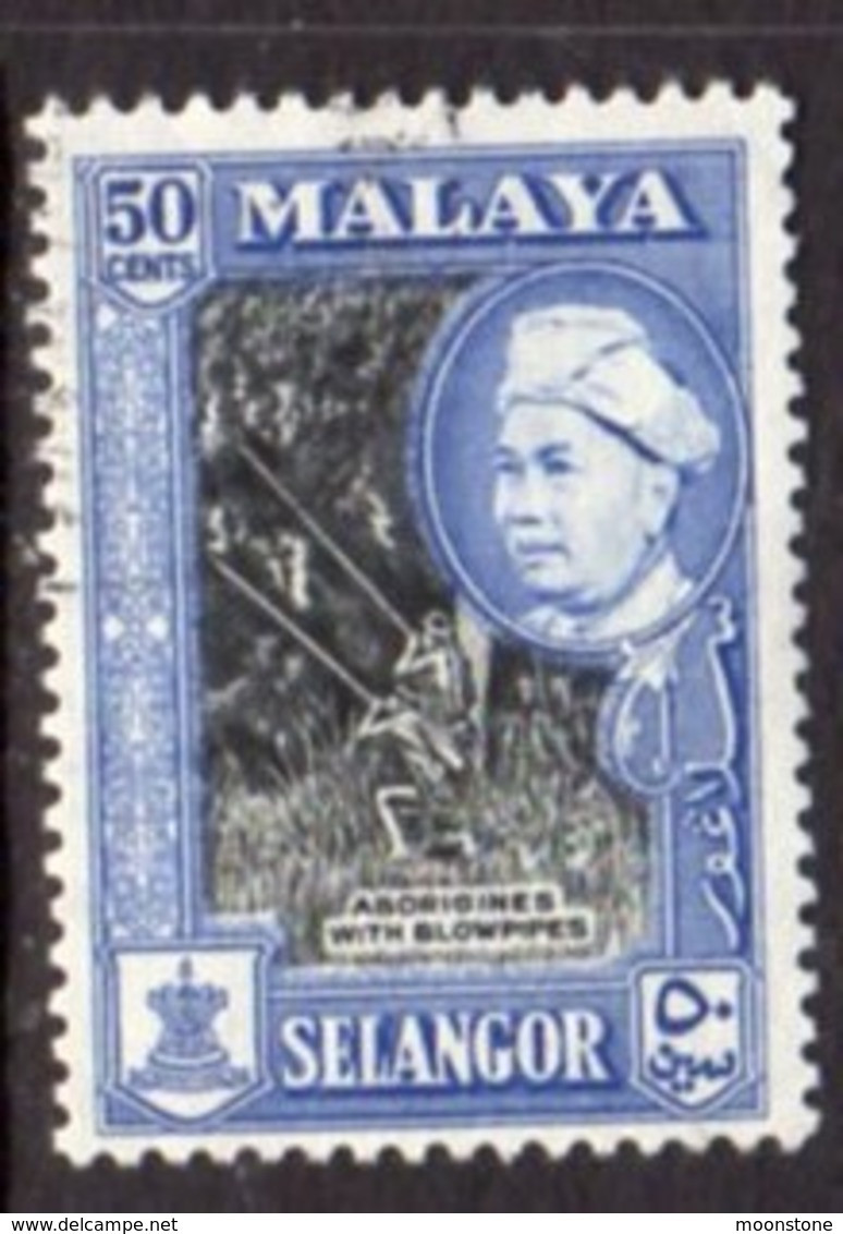 Malaya Selangor 1957-61 Sultan Alum Shah Definitives 50c Value, P. 12½x13, Used, SG 124a - Selangor