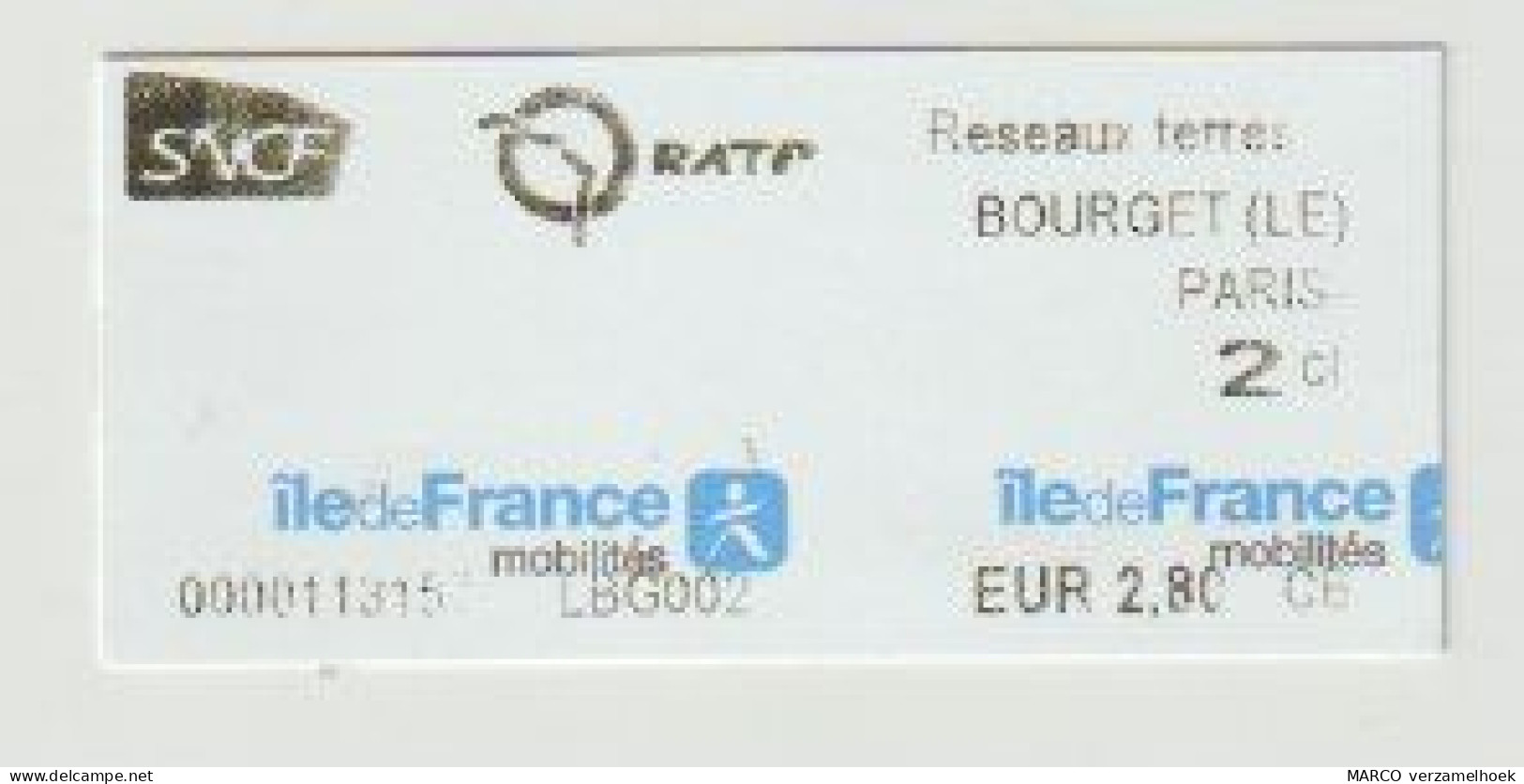 Carte D'entrée-toegangskaart-ticket: Metro RATP Paris (F) SNCF - Europe