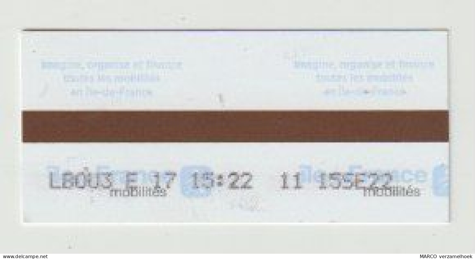 Carte D'entrée-toegangskaart-ticket: Metro RATP Paris (F) SNCF - Europe