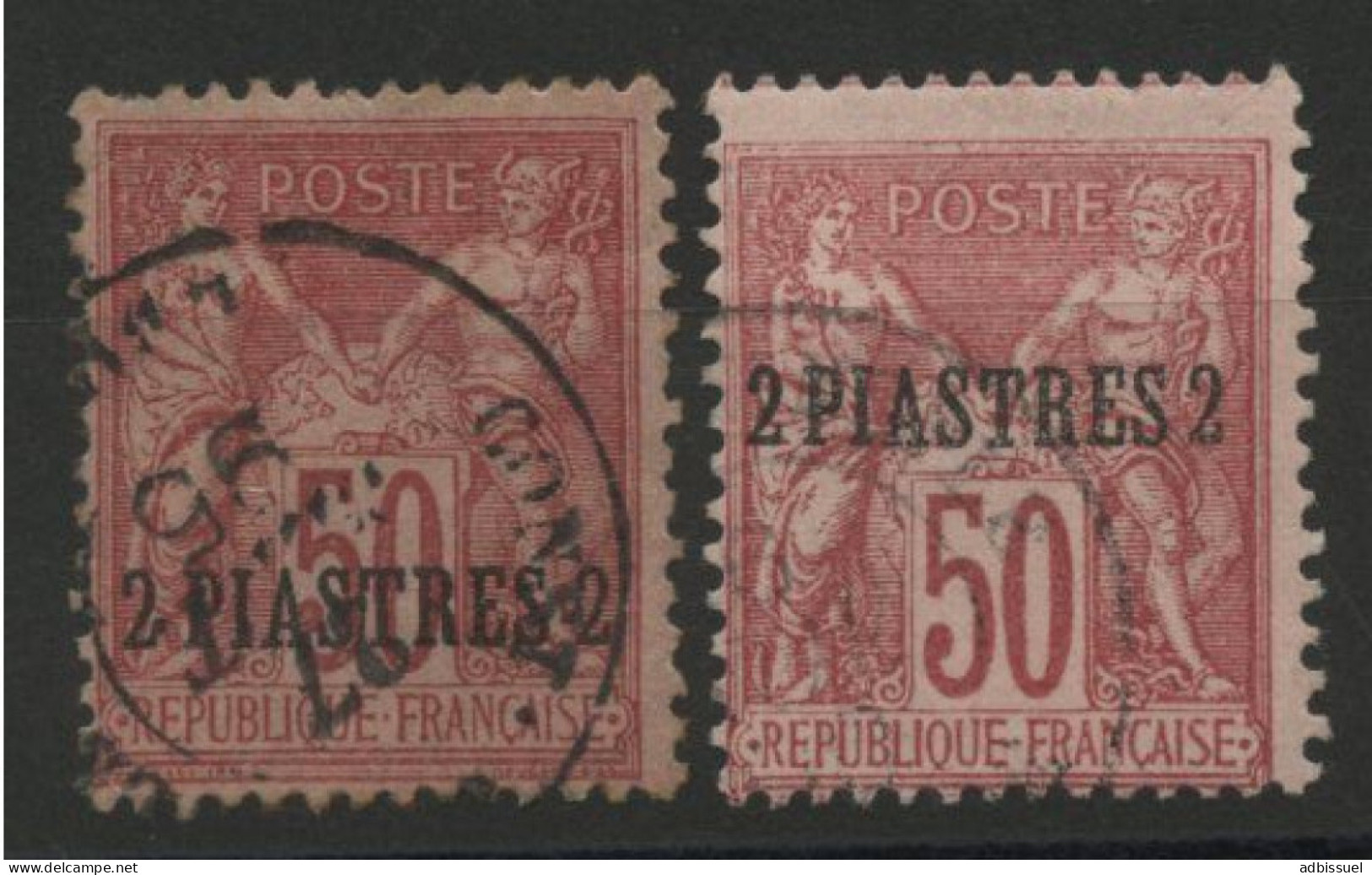 LEVANT N° 5a SURCHARGE DANS LE BAS DU TIMBRE Cote 55 € + Timbre Normal (cote Totale 60 €) - Used Stamps