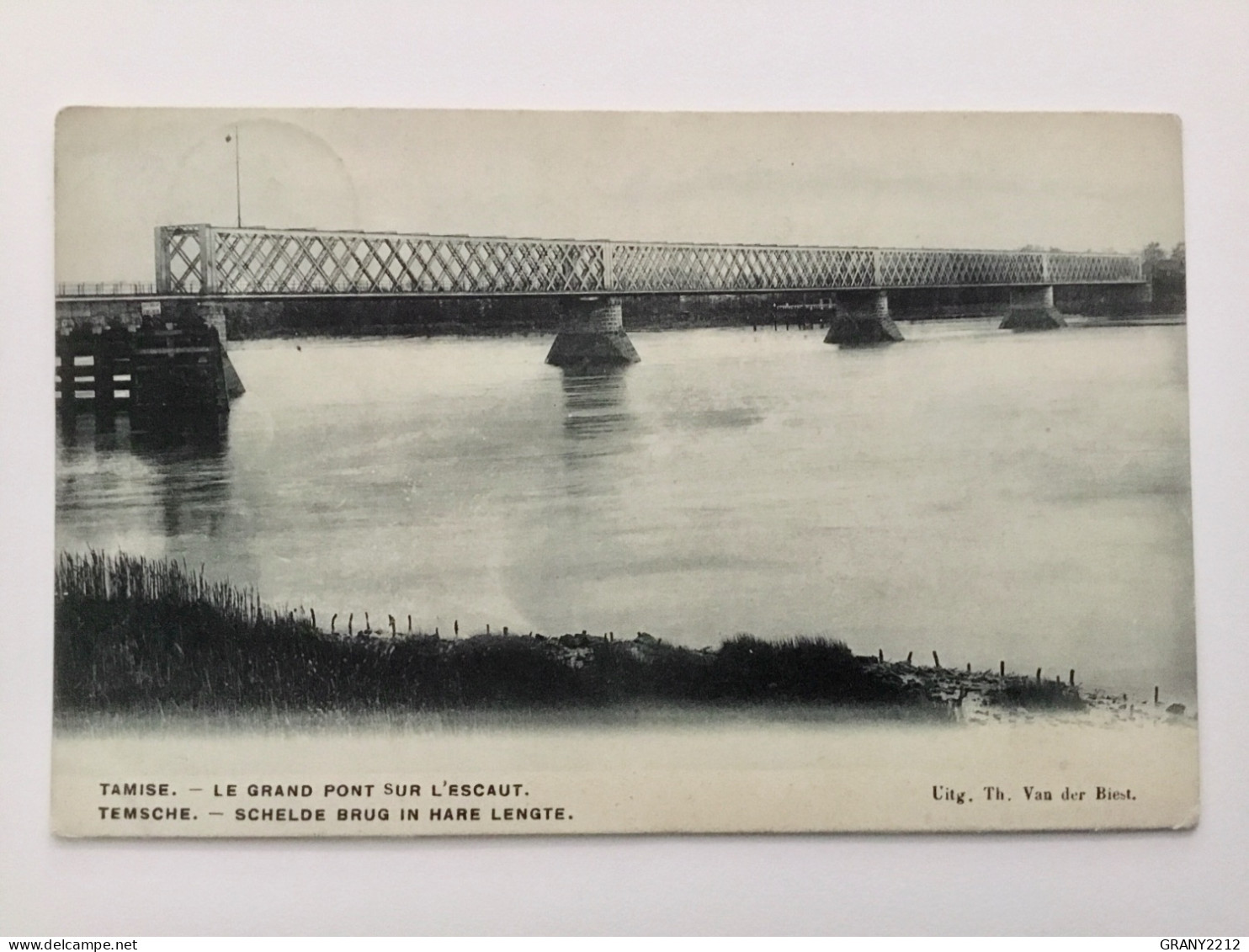 TAMISE «  LE GRAND PONT SUR L’ESCAUT 1909 » PANORAMA. - Temse