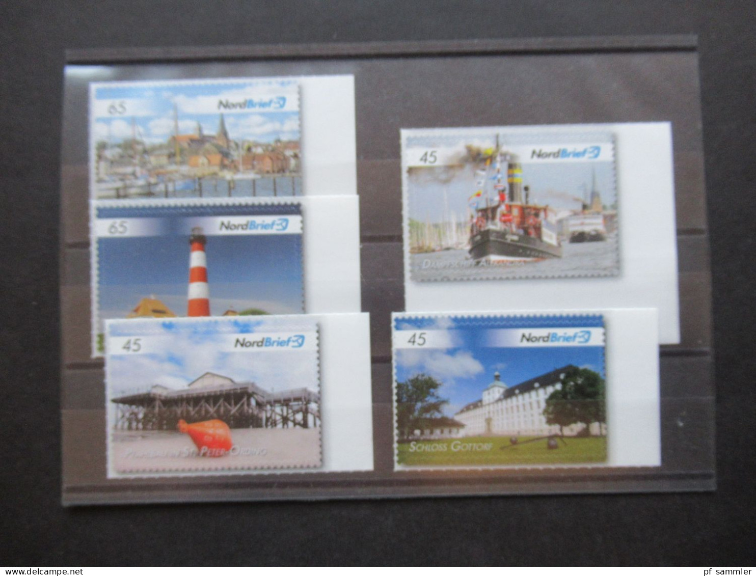BRD € Zeit Privatpost Briefmarken Nordbrief Mit 5 Verschiedenen Motiven / Porto 2x 65 Cent Und 3x 45 Cent / Schiff / Leu - Lettres & Documents