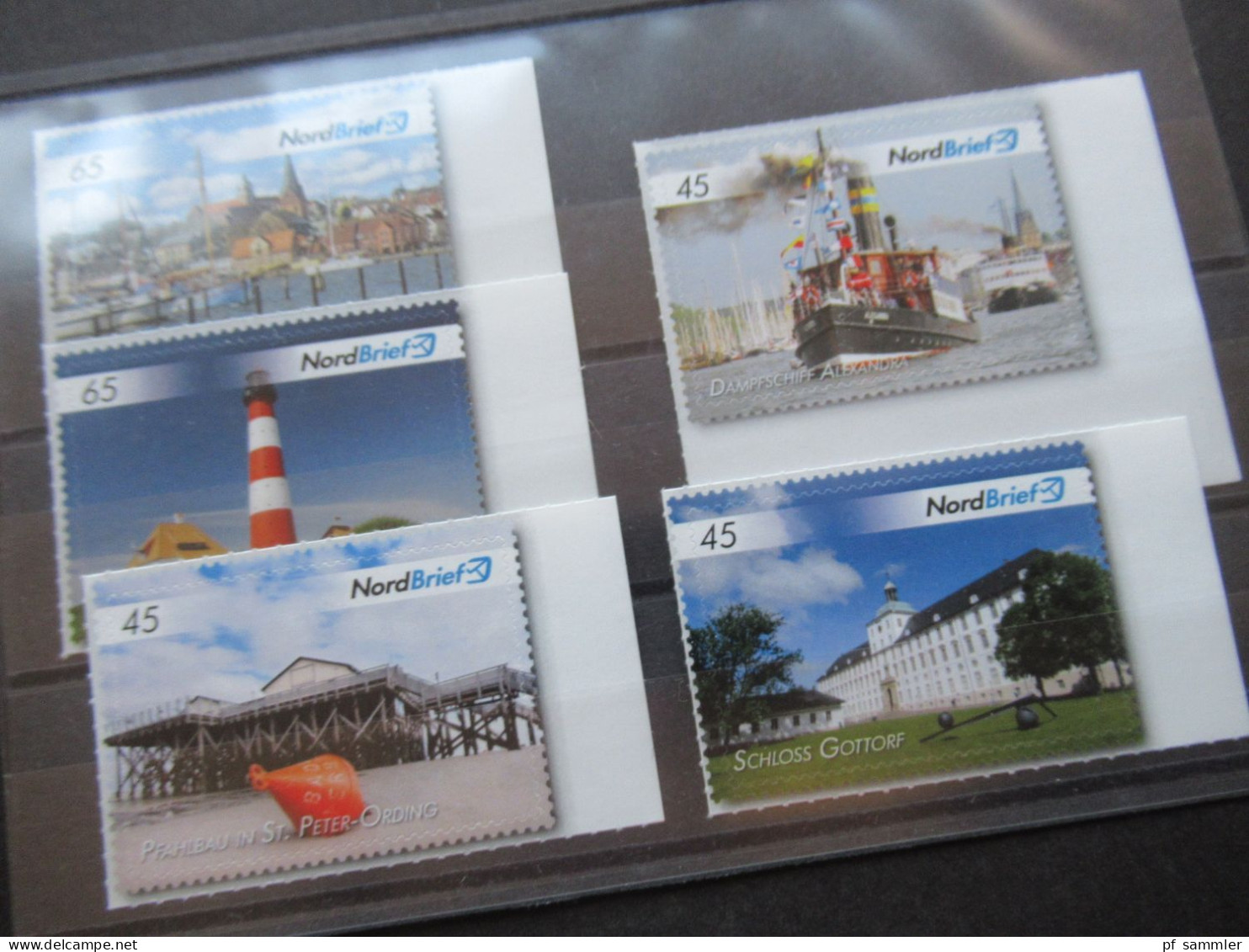 BRD € Zeit Privatpost Briefmarken Nordbrief Mit 5 Verschiedenen Motiven / Porto 2x 65 Cent Und 3x 45 Cent / Schiff / Leu - Briefe U. Dokumente