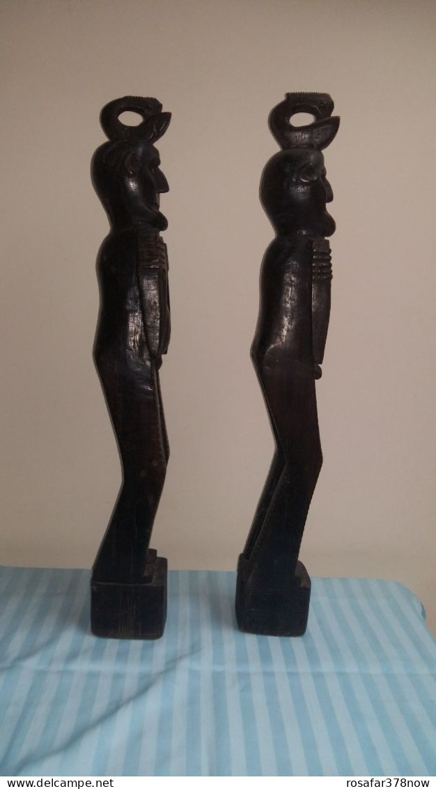 Tapanuli Batak Ethnic Traditional Vintage 18th Century Handcraft Carved Wood Statues Figurines A Pair - Madera