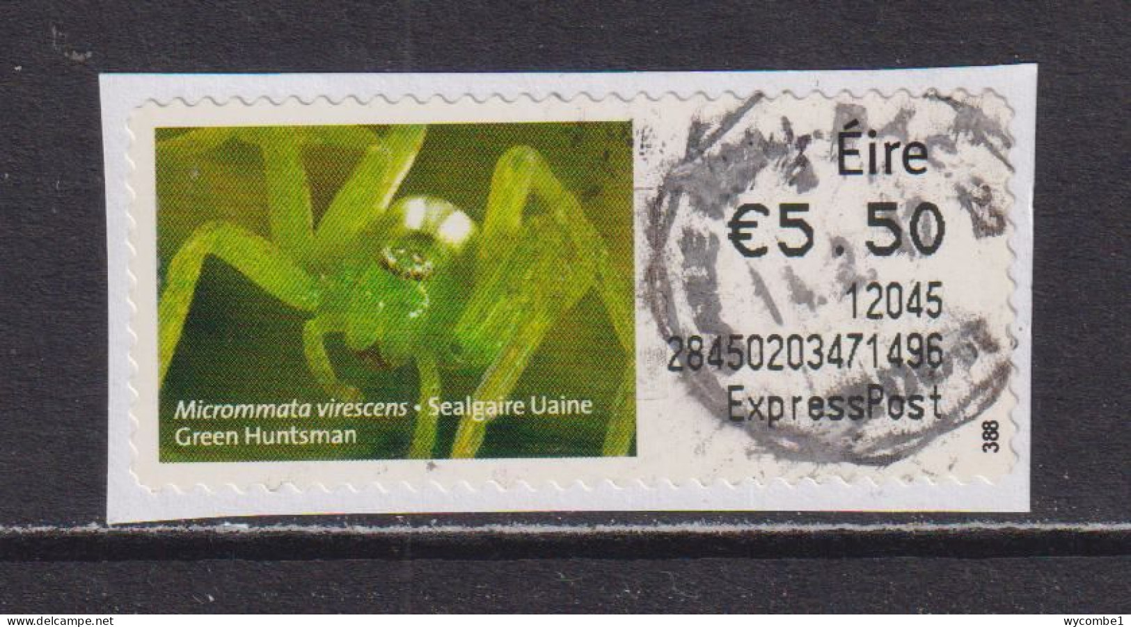 IRELAND  -  2011 Green Huntsman SOAR (Stamp On A Roll)  Used On Piece As Scan - Usados