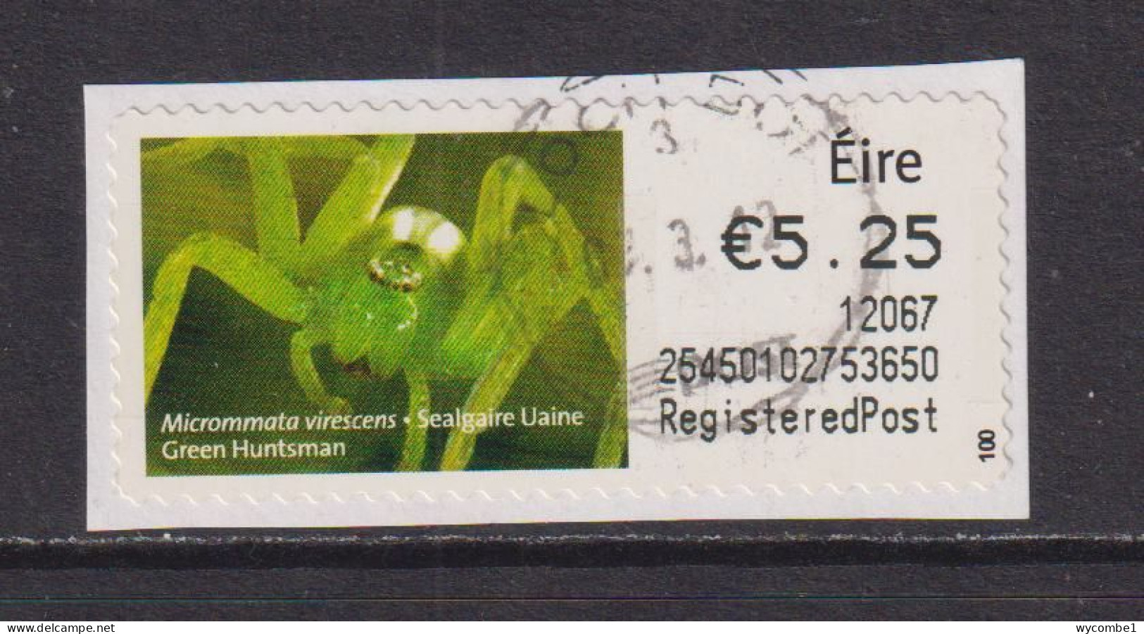 IRELAND  -  2011 Green Huntsman SOAR (Stamp On A Roll)  Used On Piece As Scan - Oblitérés