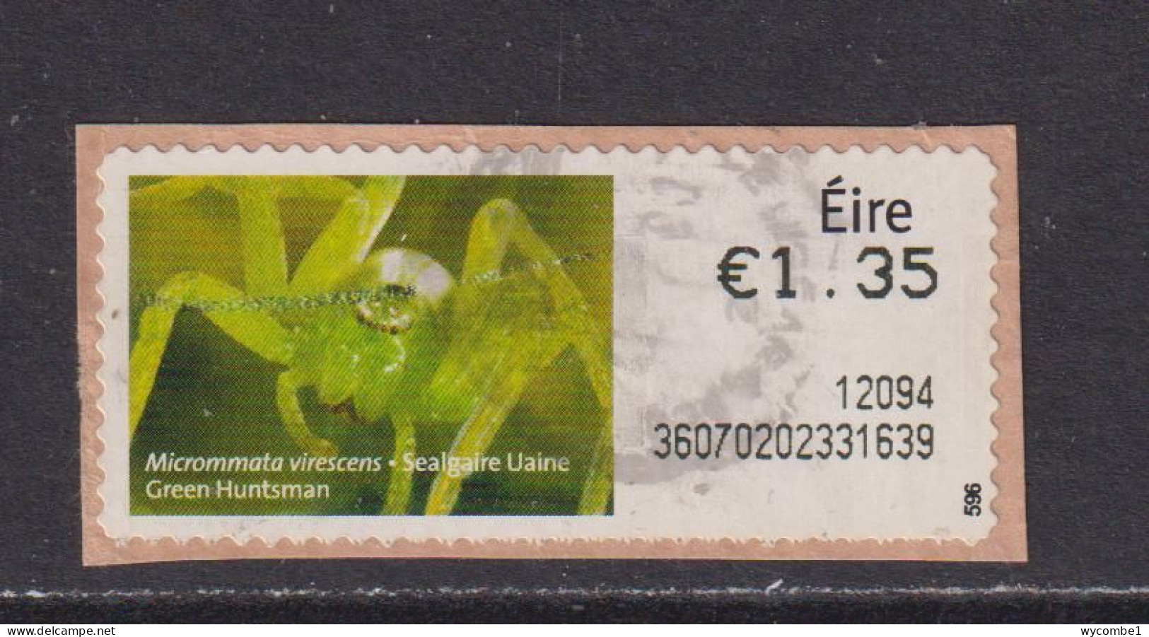 IRELAND  -  2011 Green Huntsman SOAR (Stamp On A Roll)  Used On Piece As Scan - Usados