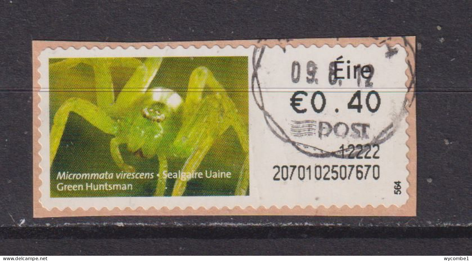 IRELAND  -  2011 Green Huntsman SOAR (Stamp On A Roll)  Used On Piece As Scan - Oblitérés