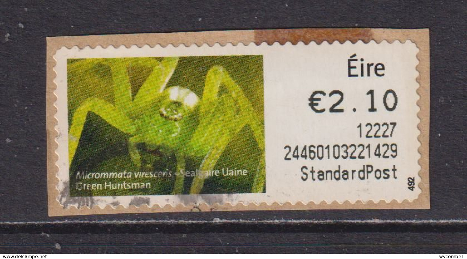 IRELAND  -  2011 Green Huntsman SOAR (Stamp On A Roll)  Used On Piece As Scan - Used Stamps