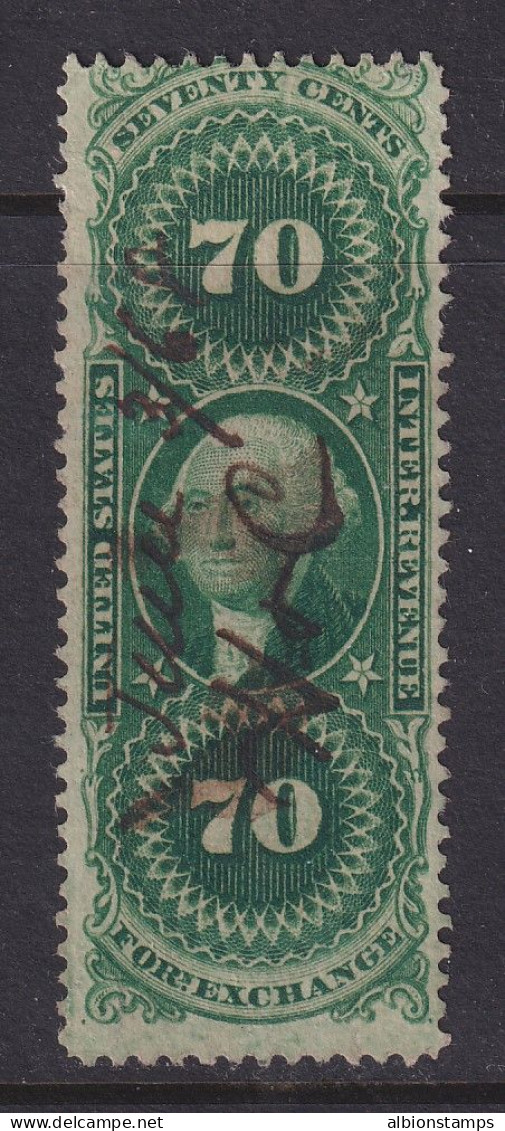 US, Scott R65c, Used, Manuscript Cancel (light Crease) - Fiscaux