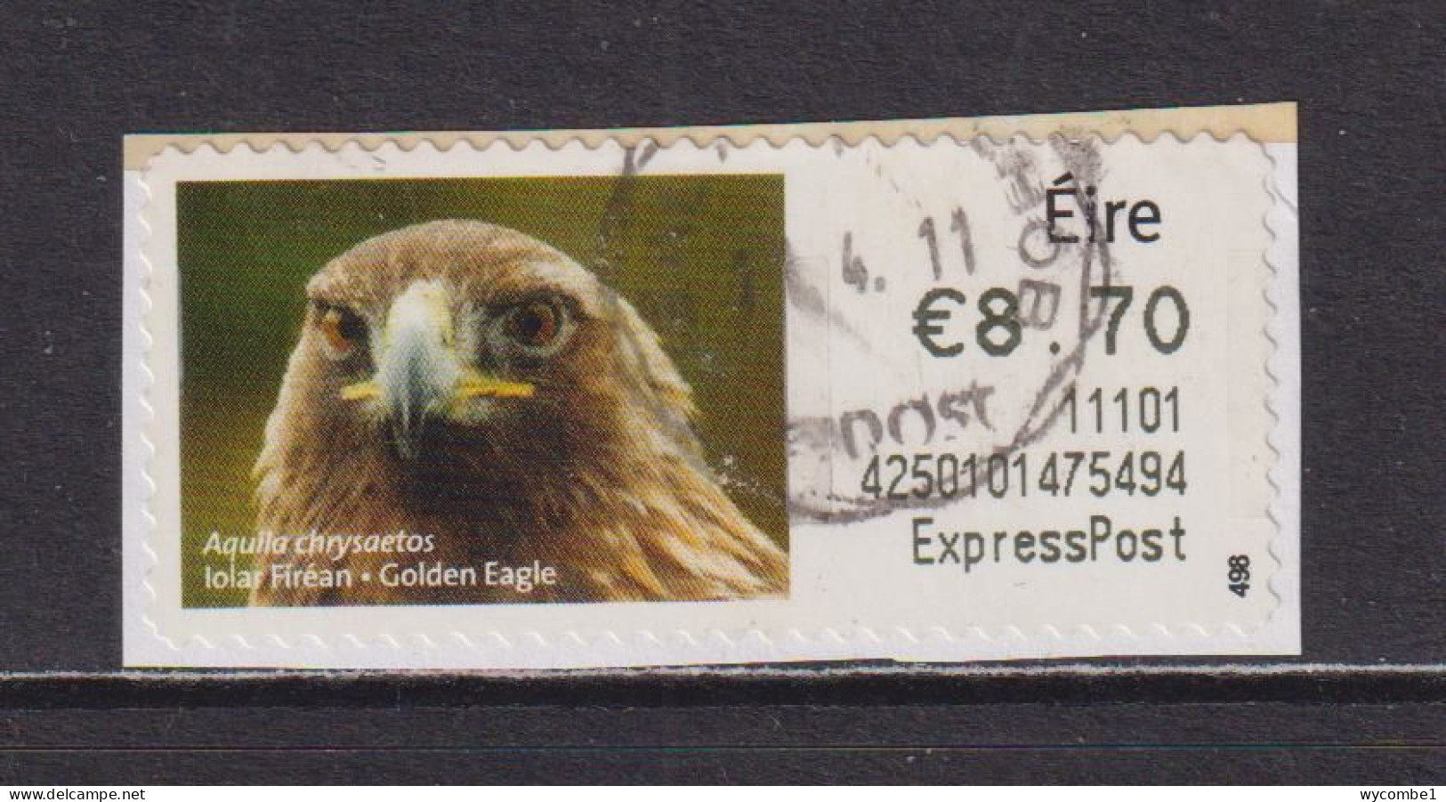 IRELAND  -  2010 Golden Eagle SOAR (Stamp On A Roll)  Used On Piece As Scan - Gebraucht