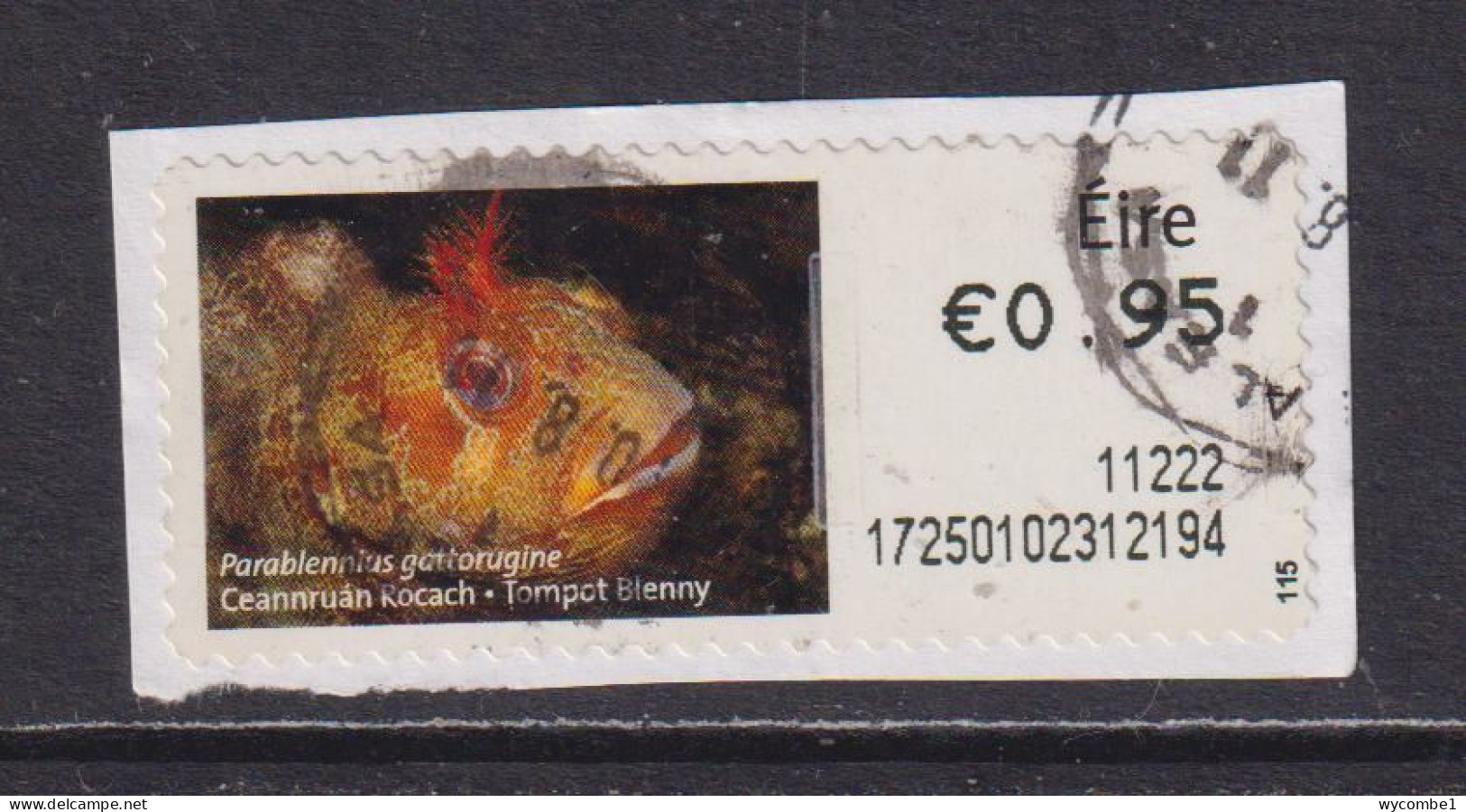 IRELAND  -  2010 Tompot Blenny SOAR (Stamp On A Roll)  Used On Piece As Scan - Gebruikt