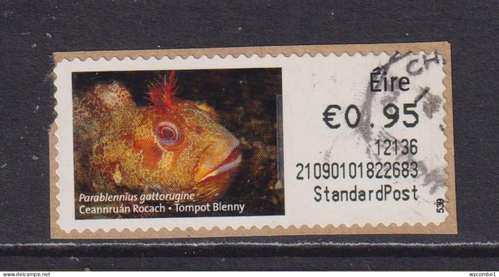 IRELAND  -  2010 Tompot Blenny SOAR (Stamp On A Roll)  Used On Piece As Scan - Used Stamps