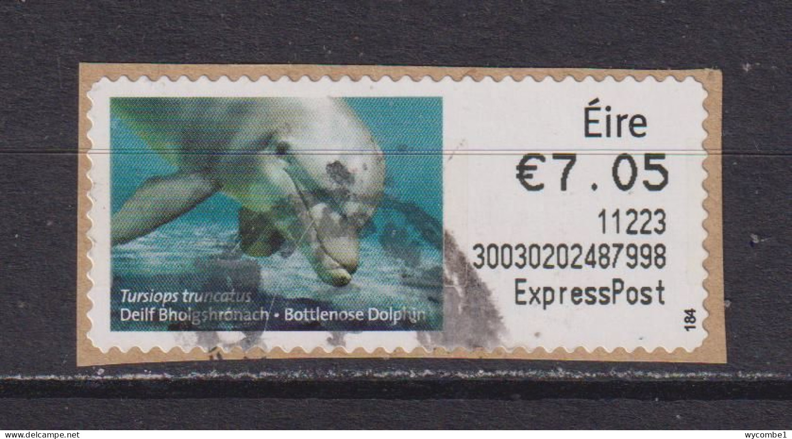 IRELAND  -  2010 Bottlenose Dolphin SOAR (Stamp On A Roll)  Used On Piece As Scan - Usados