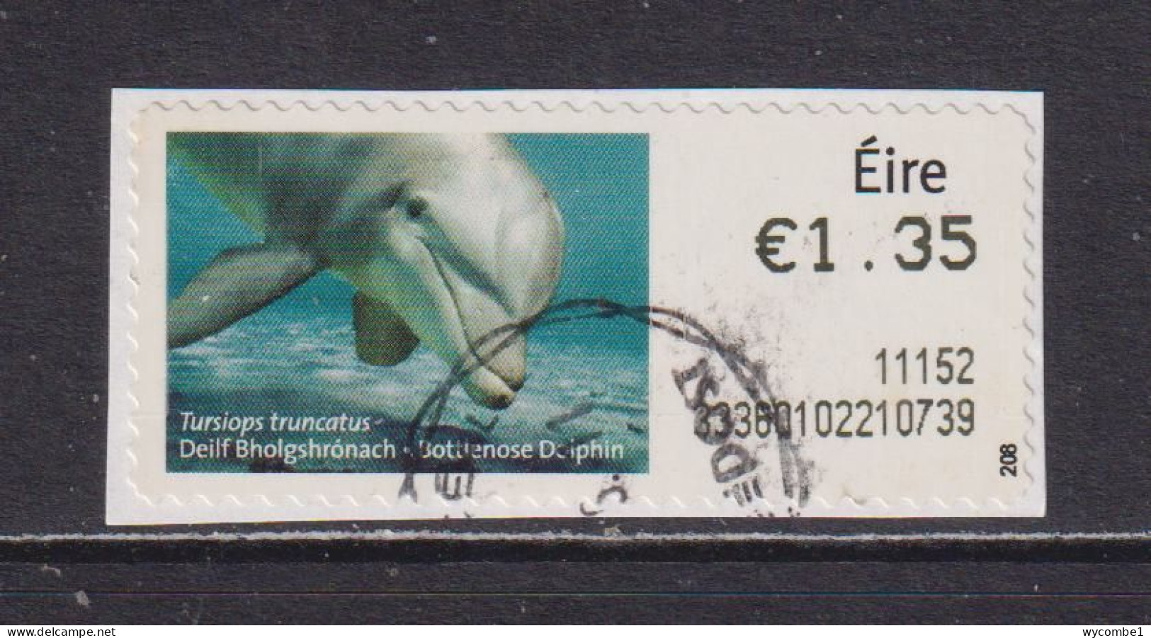 IRELAND  -  2010 Bottlenose Dolphin SOAR (Stamp On A Roll)  Used On Piece As Scan - Used Stamps